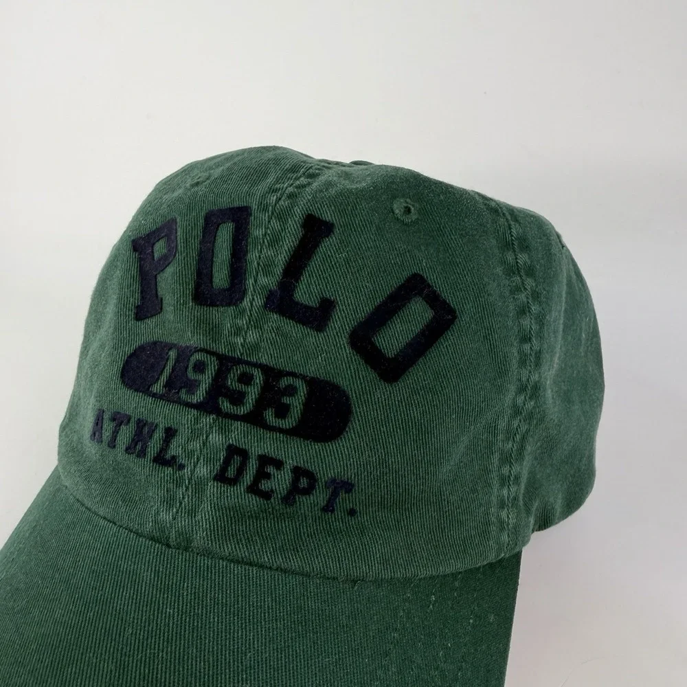 Polo Ralph Lauren Baseline 1993 Athl Dept Baseball Cap Hat Strap Back Spellout